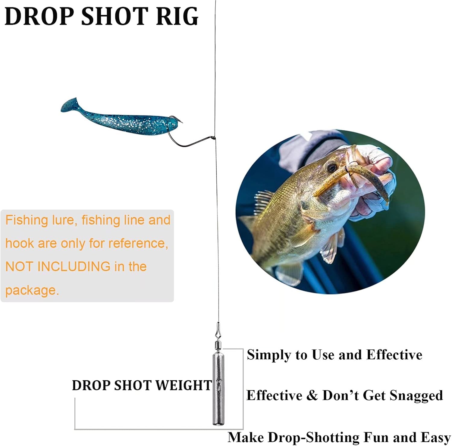 THKFISH Fishing Weights Sinkers Set, 60PCS Fishing Sinker Drop Shot Weights Kit,Drop Shot Rig Wacky Hooks for Saltwater Freshwater Bass Fishing - Image 3