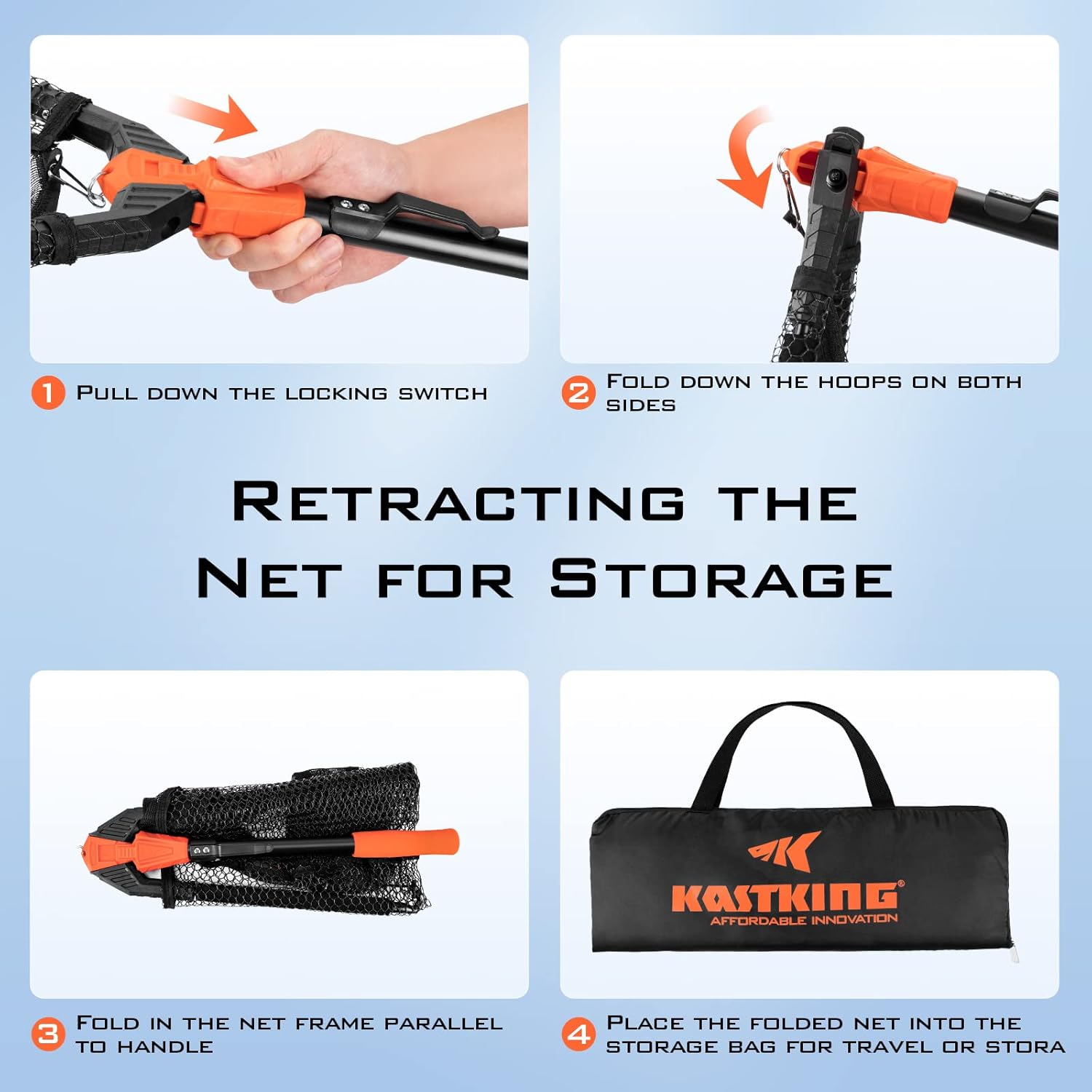 KastKing Pontus Fishing Net, Foldable & Lightweight Landing Net with Built in Length Scale, Strength Aluminum Handle, Fishing Gear and Gift for Men - Image 4