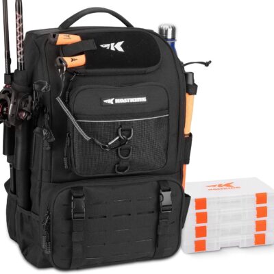 KastKing KarryAll Fishing Tackle Backpack with Rod Holder 4 Tackle Boxes,40/26L Tackle Bag Storage Fishing Gear and Equipment