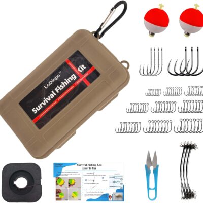 Mini Survival Fishing Kit Small Emergency Fishing TackleBox Pocket Outdoor Fishing Set Travel Party Fishing shoebox Surf Survivalist Fishing Accessories Pack Fishing Gear Gifts for Starter Men