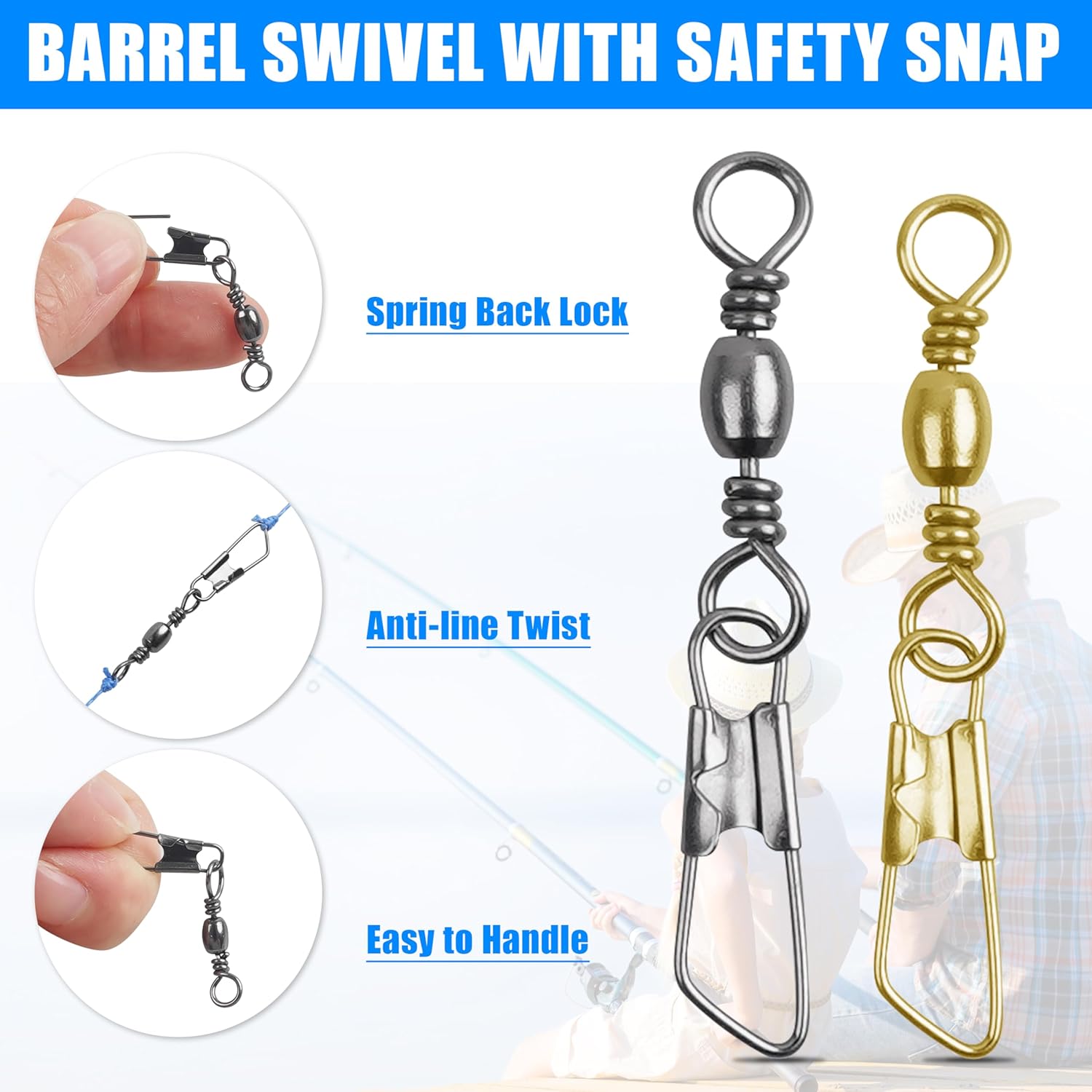Fishing Hooks and Sinkers Assortment 110pcs Snap Swivels Octopus Circle Hooks Sinkers Bobbers Assortment Fishing Terminal Tackle Starter Kit - Image 3
