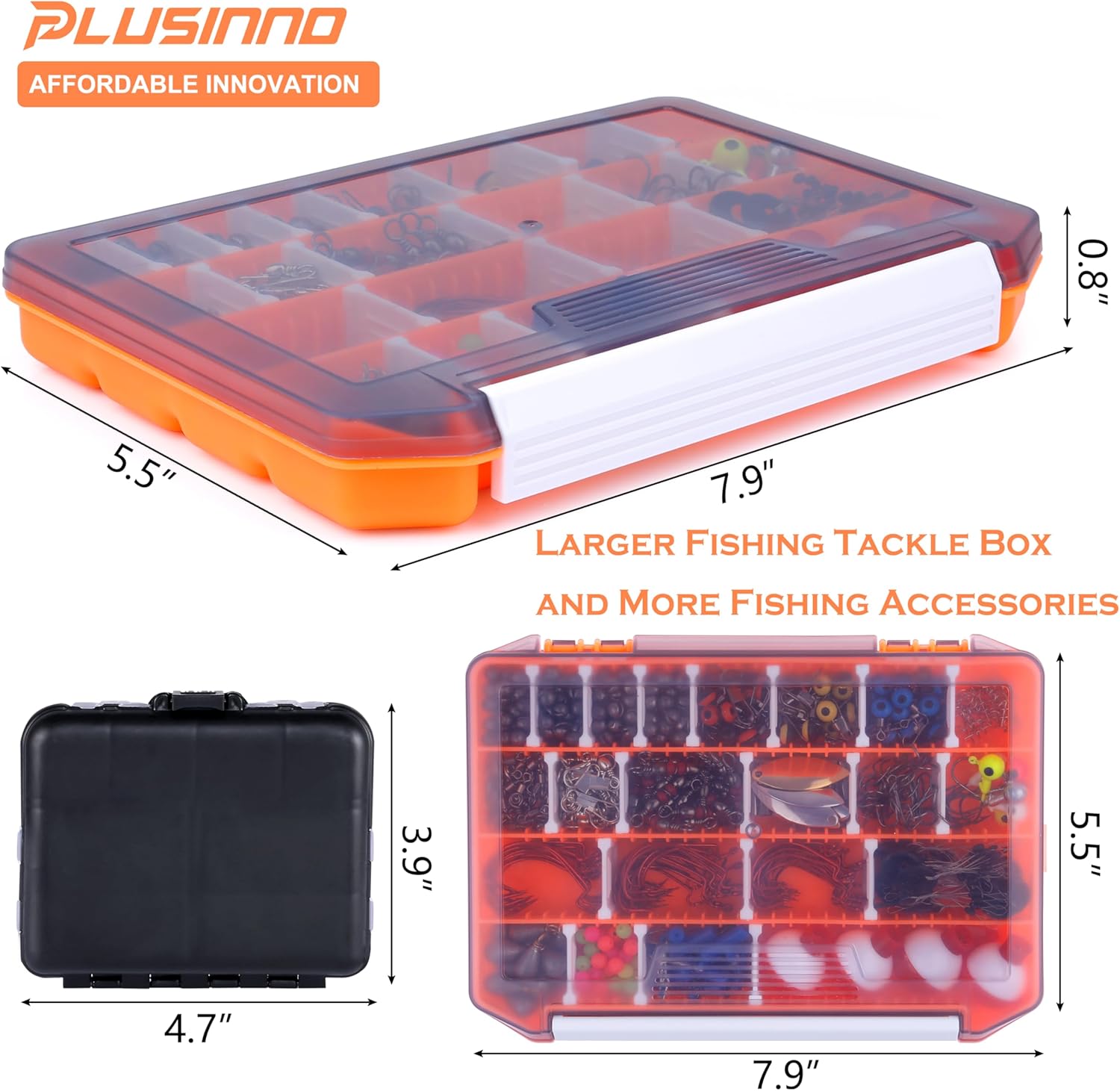 PLUSINNO Fishing Lures Baits Tackle Including Crankbaits, Spinnerbaits, Plastic Worms, Jigs, Topwater Lures, Tackle Box and More Fishing Gear Lures Kit Set, 102/302Pcs Fishing Lure Tackle - Image 3